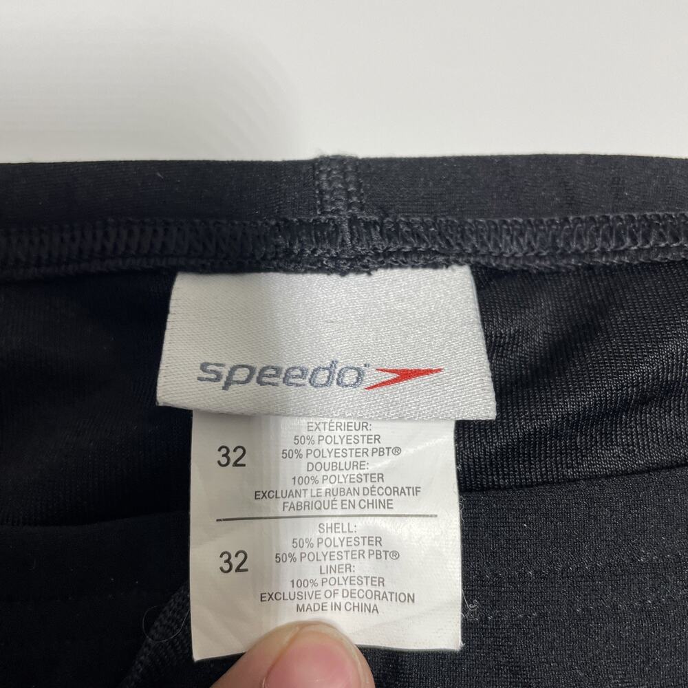 Mens Black wBlue White SPEEDO Competitive Swim Shorts 32 - Picture 8 of 11